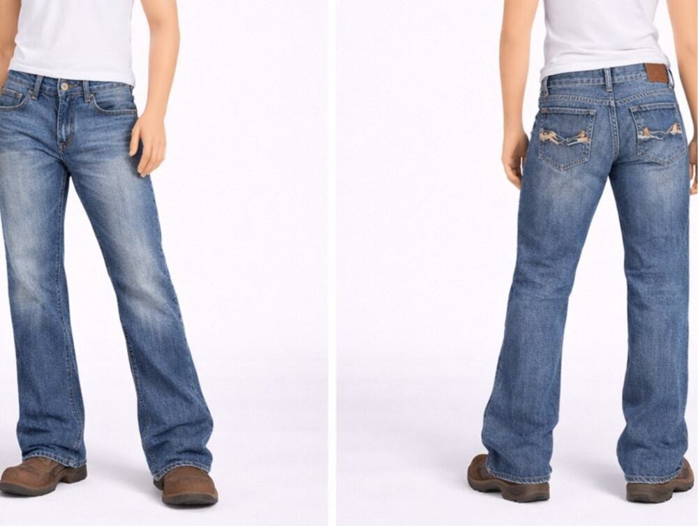 Ariat M2 32x28 Traditional Relaxed Boot Cut Jeans Mens Medium Wash Western